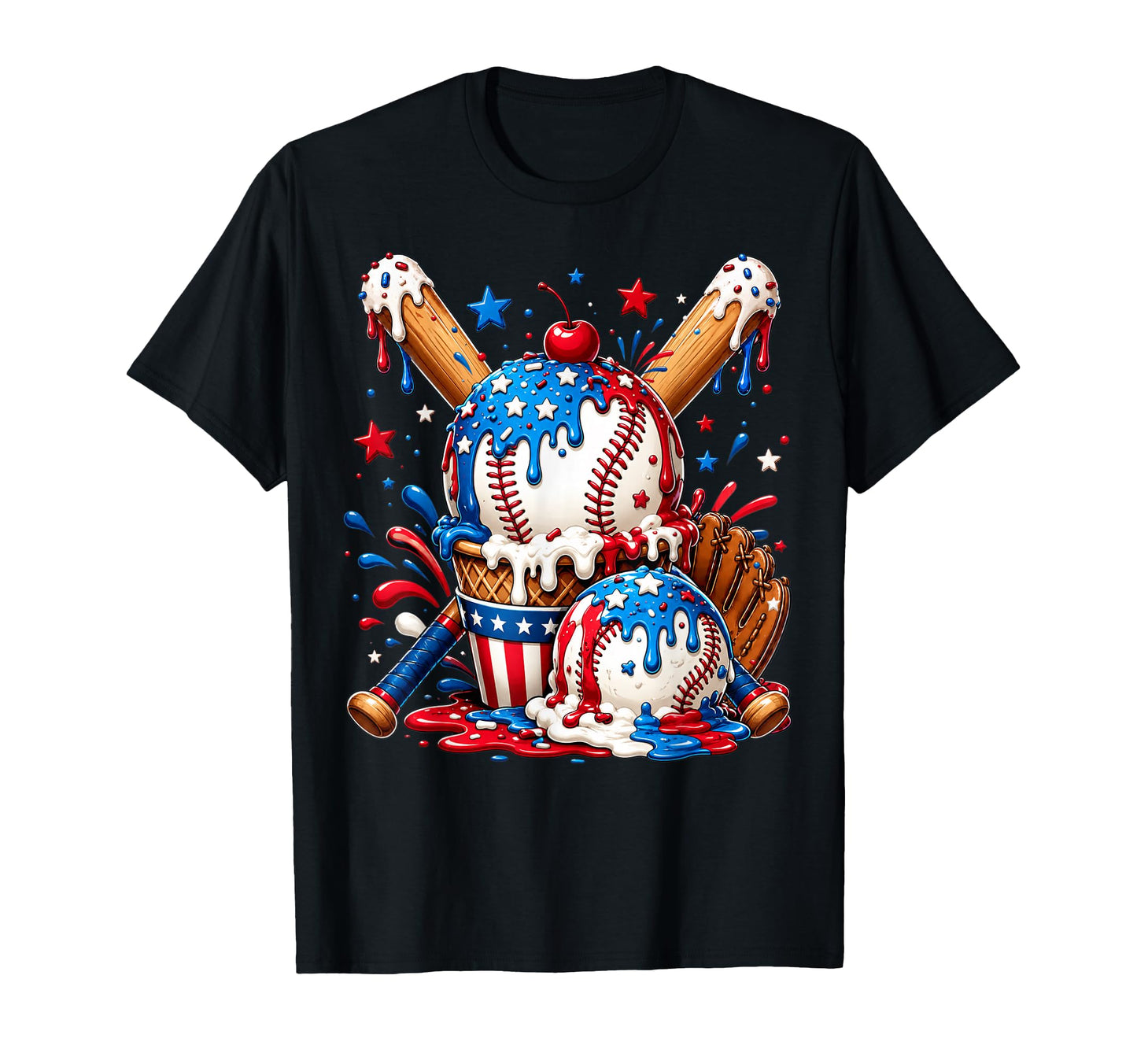 Baseball Patriotic 4Th July T-Shirt - Trendy Graphic for Adults - T-Shirt, Sweatshirt, Hoodie