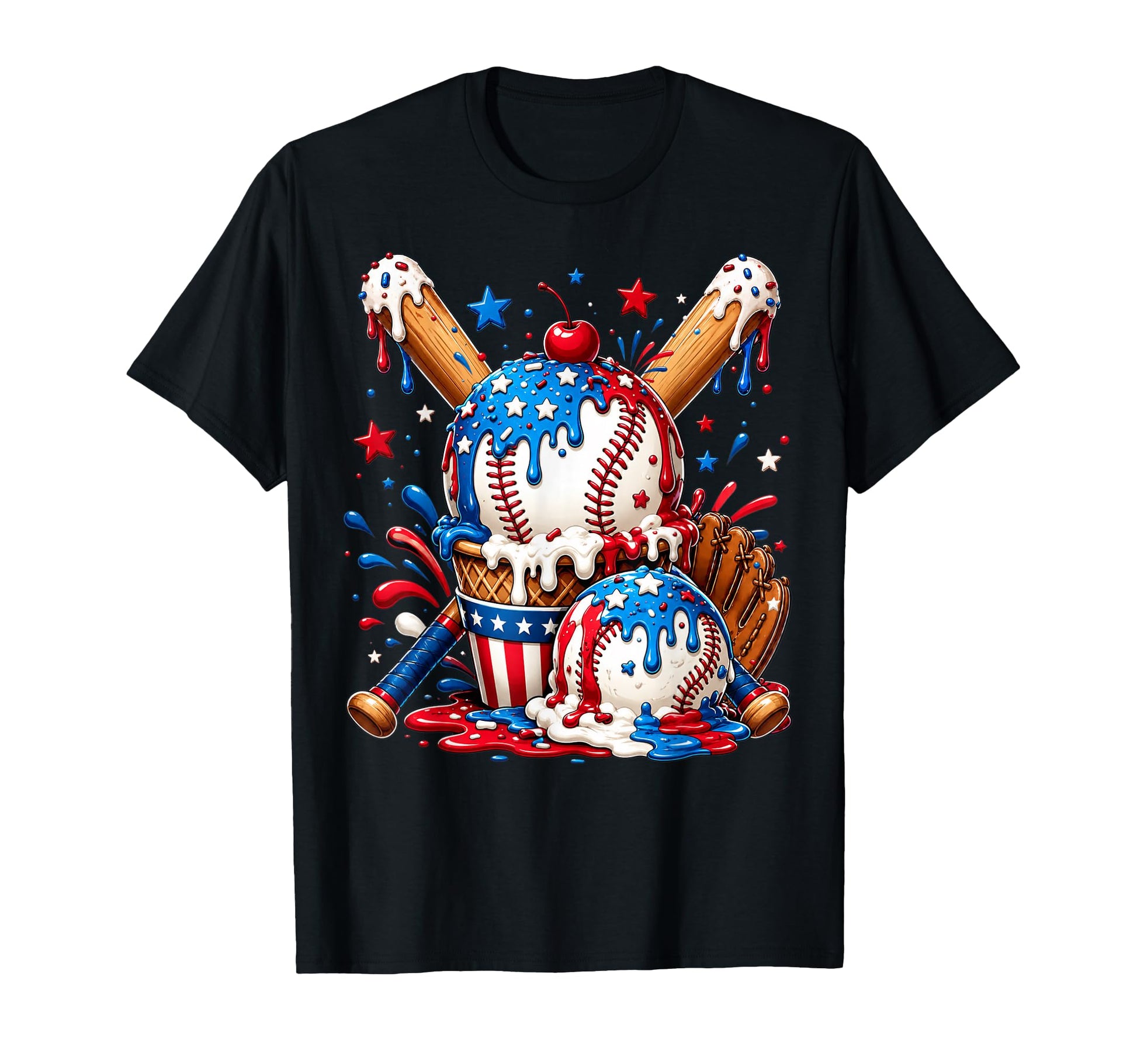 Baseball Patriotic 4Th July T-Shirt - Trendy Graphic for Adults - T-Shirt, Sweatshirt, Hoodie