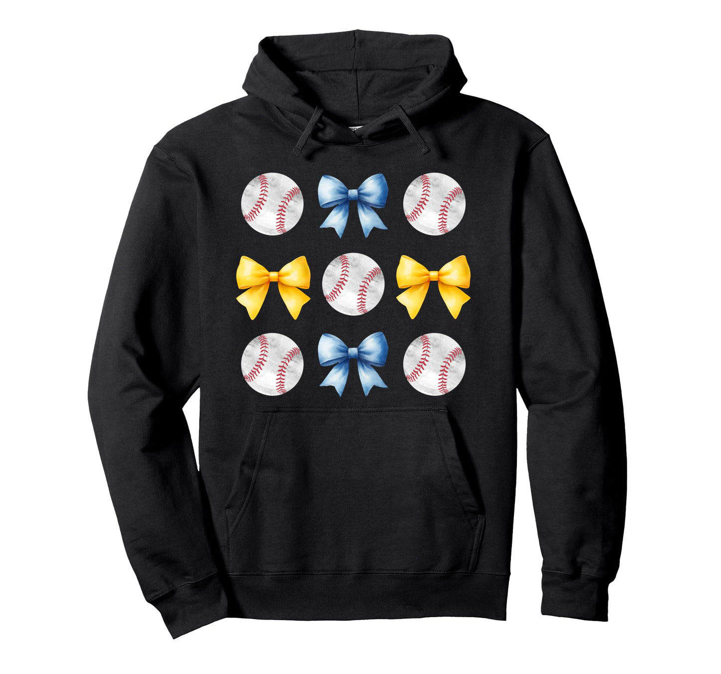 Baseballs Light Blue Yellow Bows Ball Hoodie - Streetwear Style Men Women - T-Shirt, Sweatshirt, Hoodie