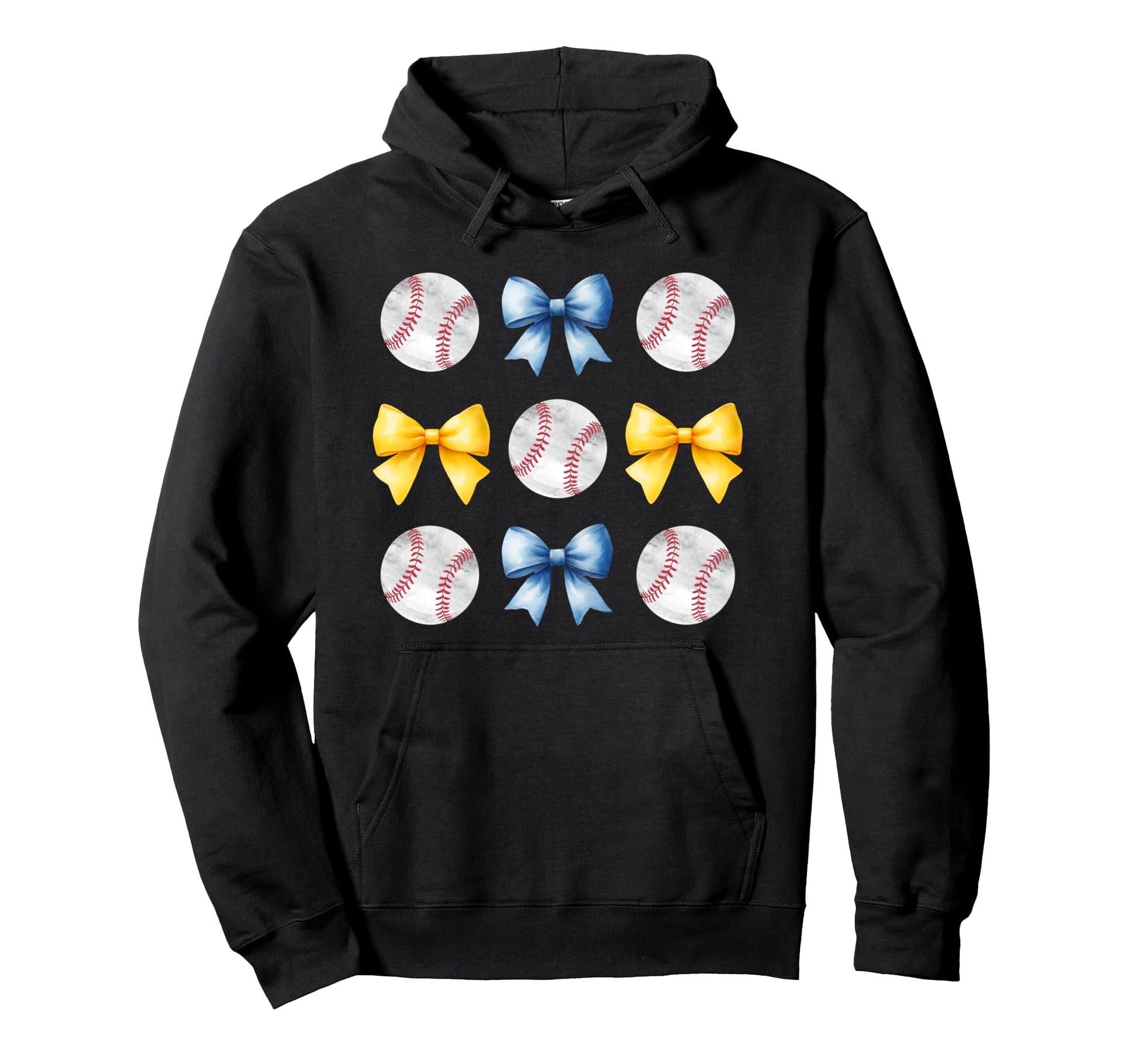 Baseballs Light Blue Yellow Bows Ball Hoodie - Streetwear Style Men Women - T-Shirt, Sweatshirt, Hoodie