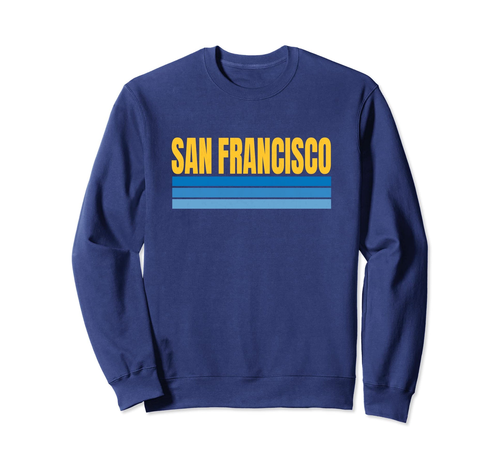 San Francisco Blue Yellow Stripes Sweatshirt - Streetwear Style for Adults - T-Shirt, Sweatshirt, Hoodie