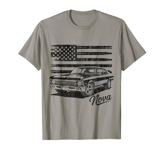 1968 1972 Muscle Car American Flag T-Shirt - Fun Novelty Design Men Women - T-Shirt, Sweatshirt, Hoodie