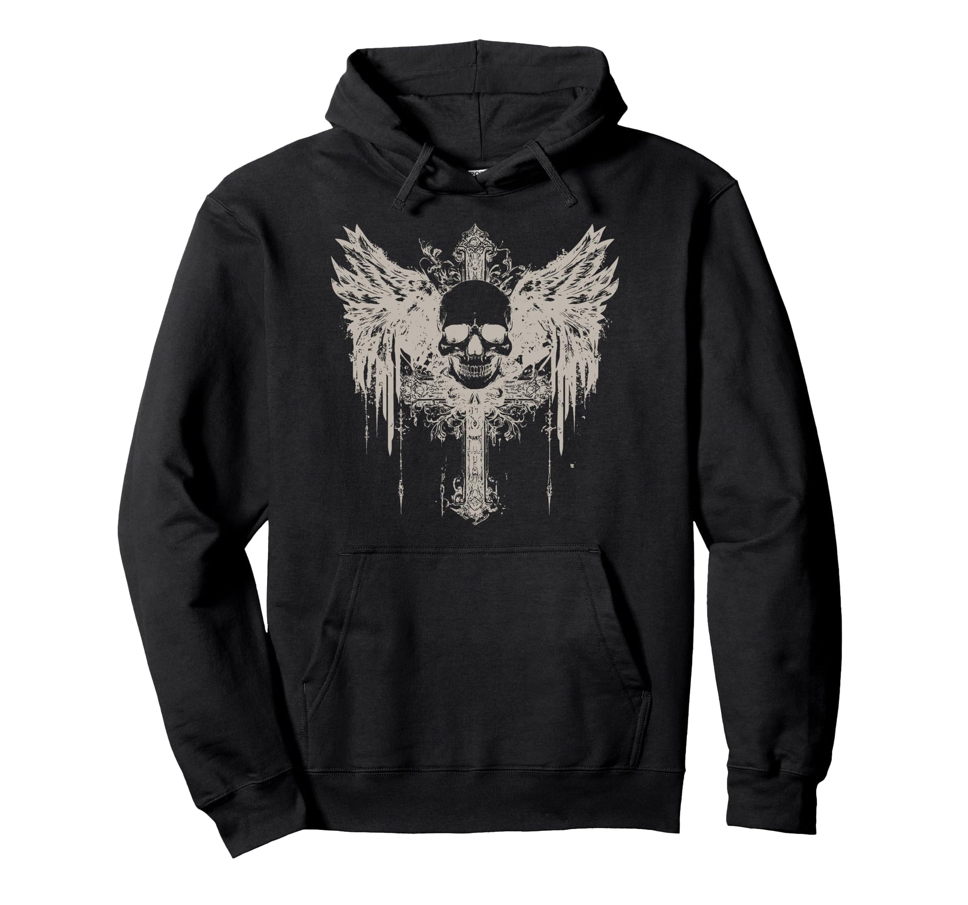 Skull Cross Y2K Grunge Aesthetic Goth Alt Hoodie - Novelty Apparel Unisex - T-Shirt, Sweatshirt, Hoodie