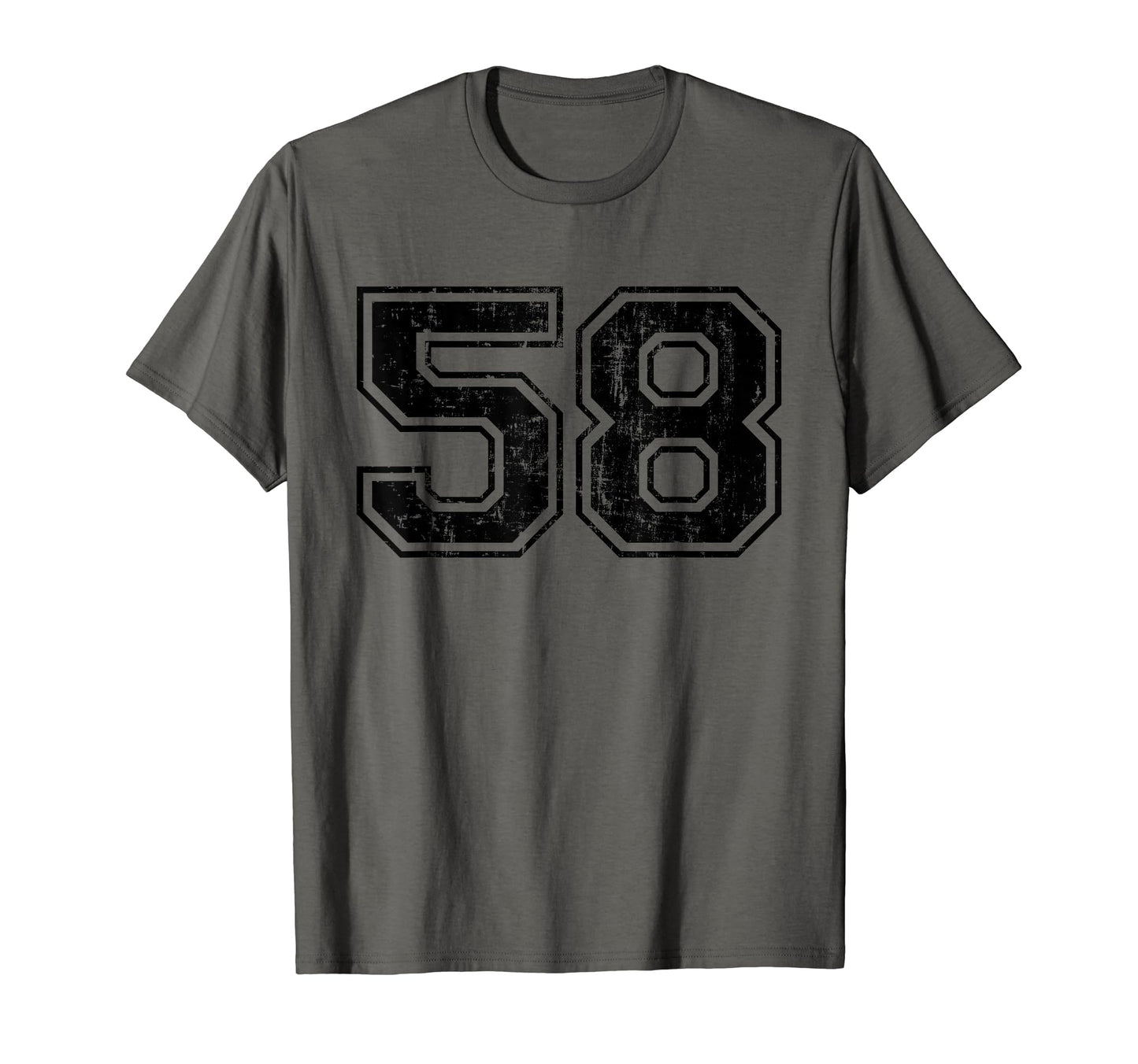 Number 58 Varsity Distressed Sport T-Shirt - Fun Novelty Design Unisex - T-Shirt, Sweatshirt, Hoodie