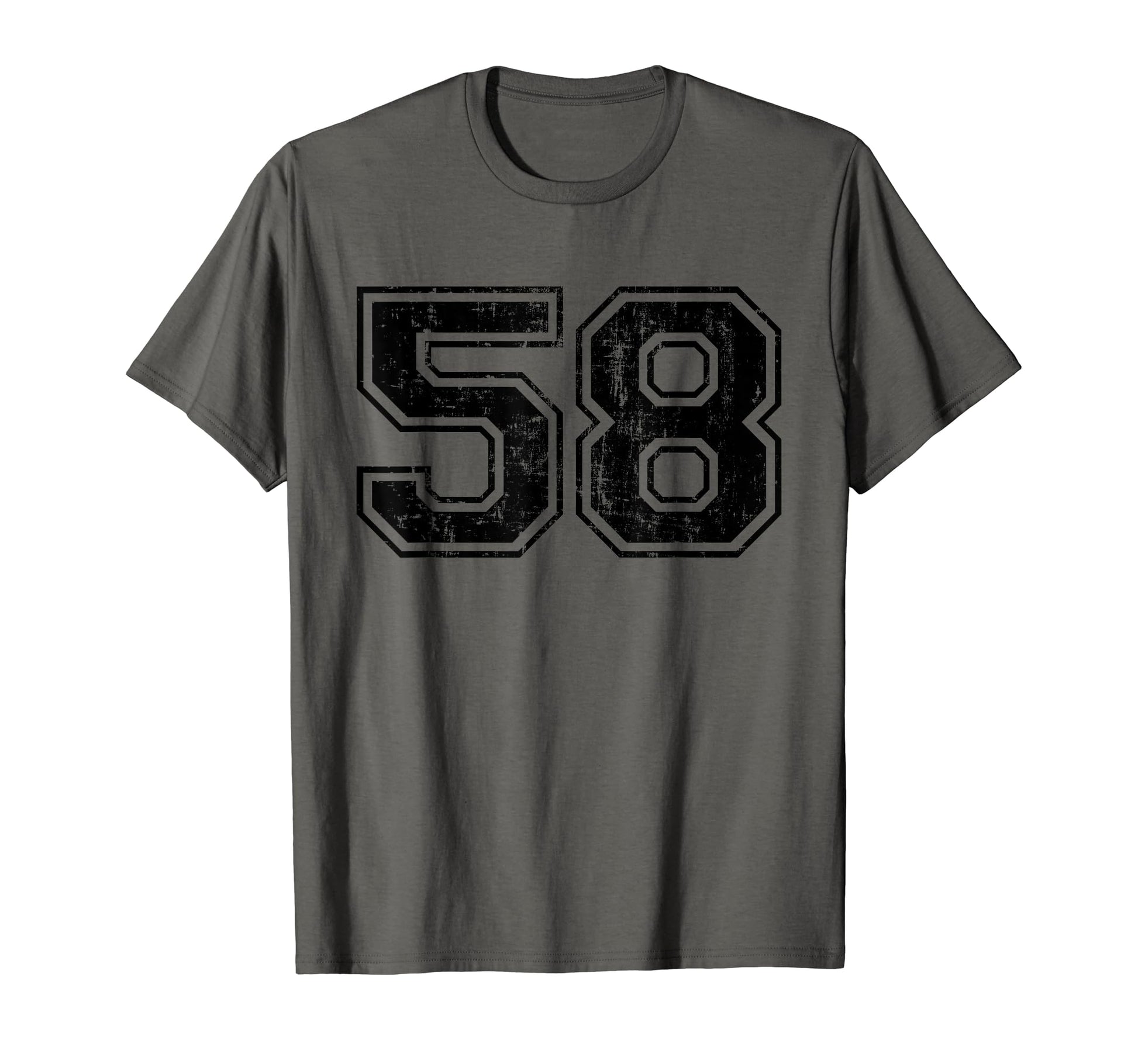Number 58 Varsity Distressed Sport T-Shirt - Fun Novelty Design Unisex - T-Shirt, Sweatshirt, Hoodie