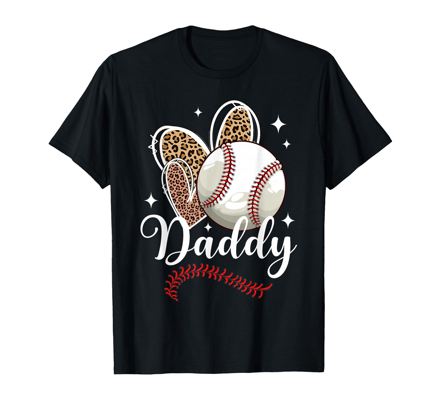 Baseball Daddy Funny Leopard Heart T-Shirt - Trendy Graphic Men Women - T-Shirt, Sweatshirt, Hoodie