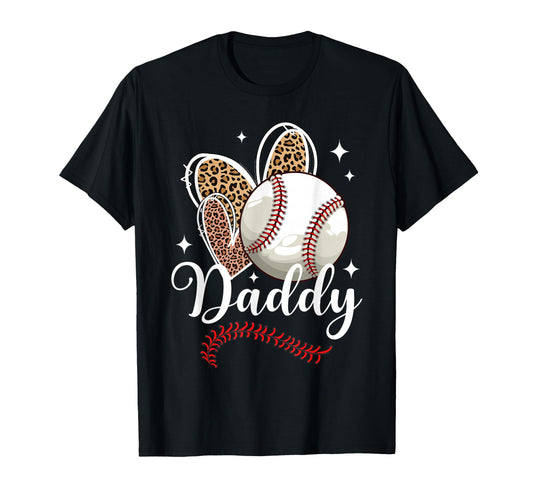 Baseball Daddy Funny Leopard Heart T-Shirt - Trendy Graphic Men Women - T-Shirt, Sweatshirt, Hoodie