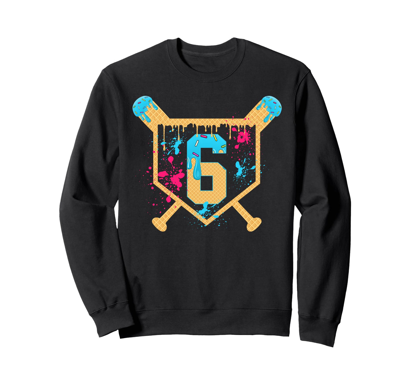 6 Years Old 6Th Birthday Baseball Ice Sweatshirt - Unique Graphic Unisex - T-Shirt, Sweatshirt, Hoodie