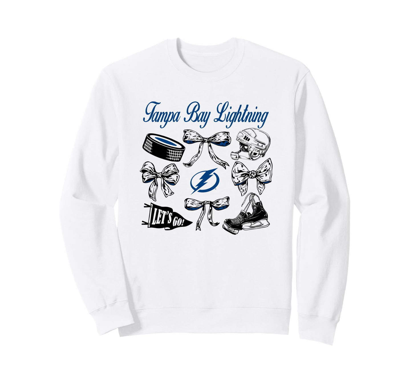 Tampa Bay Lightning Bows White Sweatshirt - Fun Novelty Design for Adults - T-Shirt, Sweatshirt, Hoodie