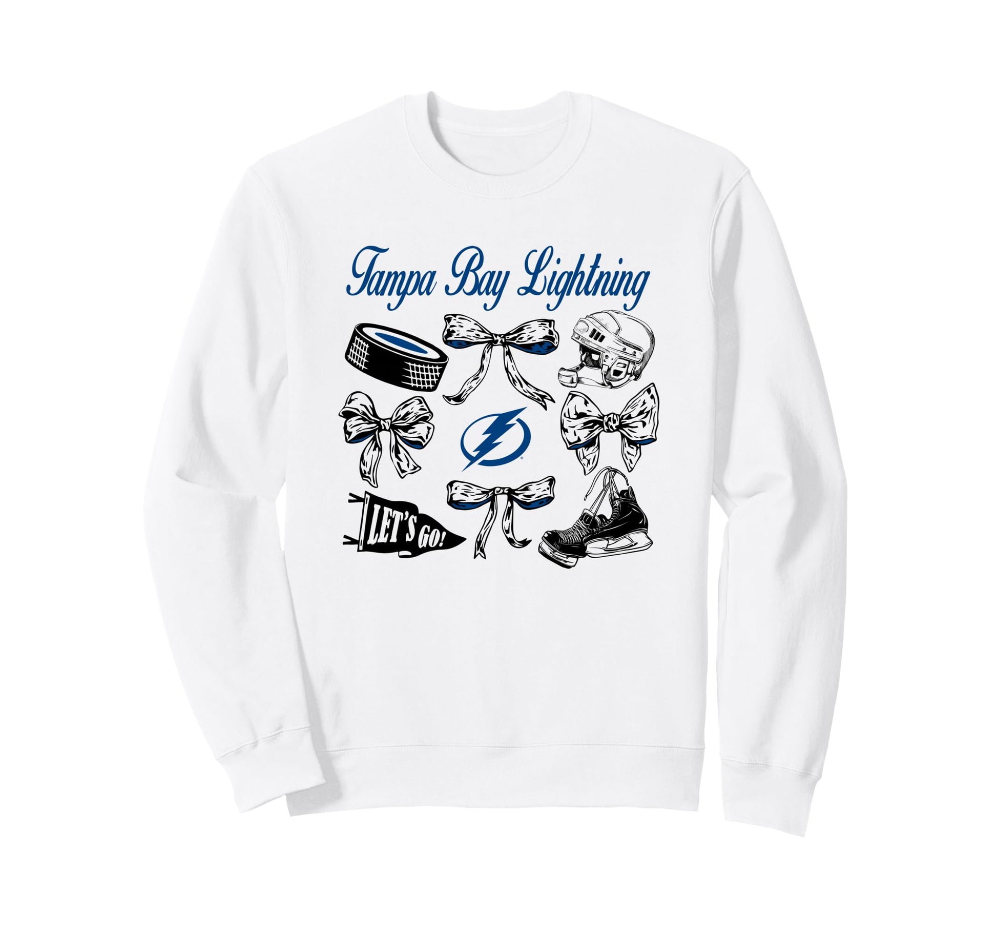 Tampa Bay Lightning Bows White Sweatshirt - Fun Novelty Design for Adults - T-Shirt, Sweatshirt, Hoodie
