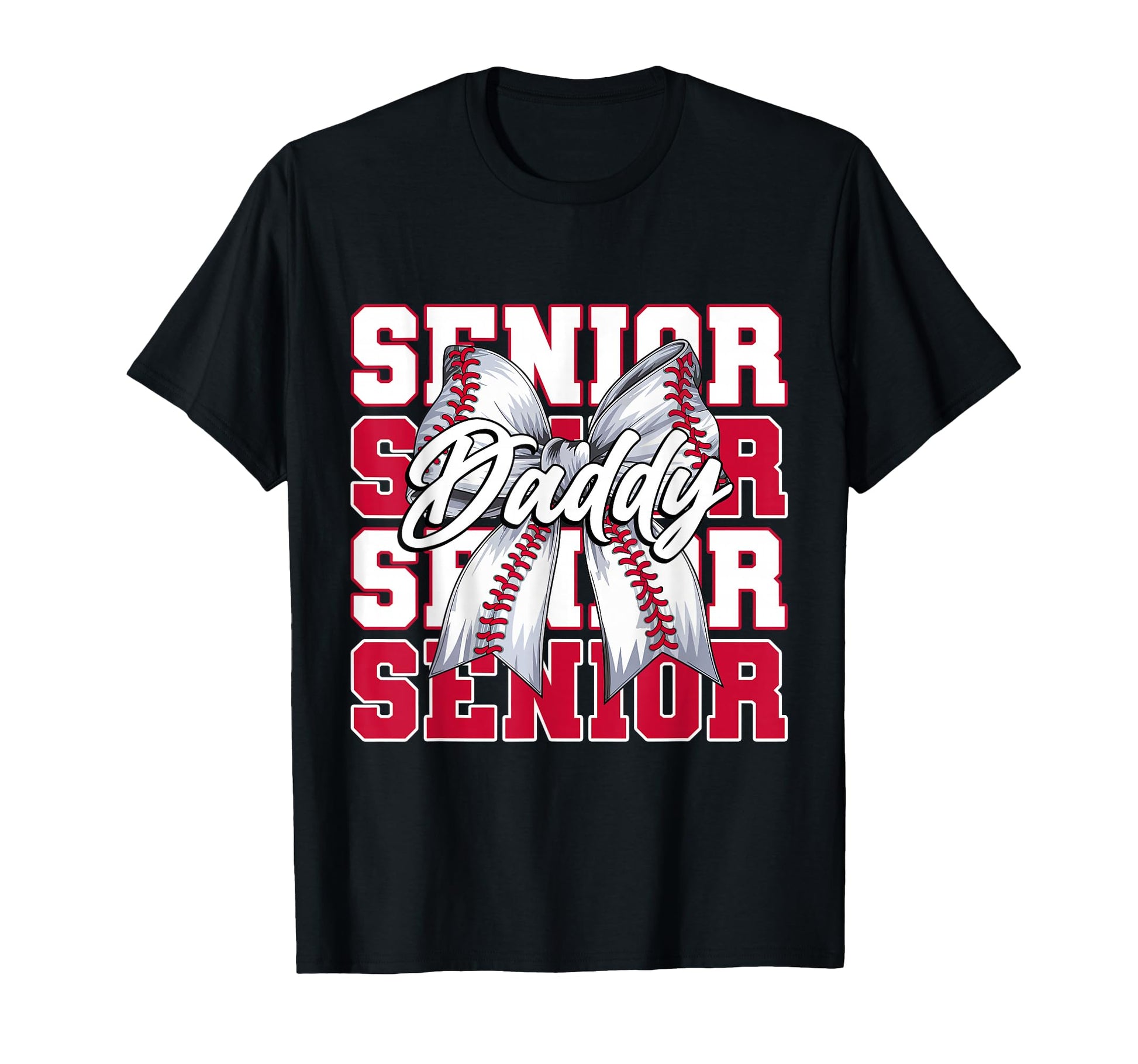 Baseball Daddy Senior 2026 Coquette Bow T-Shirt - Custom Art Print Unisex - T-Shirt, Sweatshirt, Hoodie