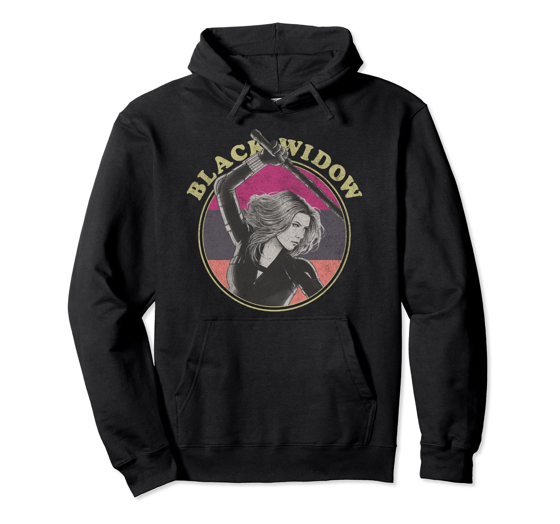 Marvel Black Widow Stripe Circle Hoodie - Fun Novelty Design Unisex - T-Shirt, Sweatshirt, Hoodie