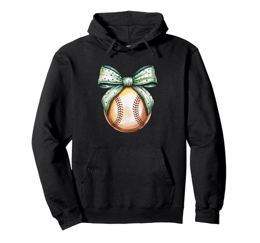 Baseball Coquette Bow Baseball Hoodie - Novelty Apparel Unisex - T-Shirt, Sweatshirt, Hoodie