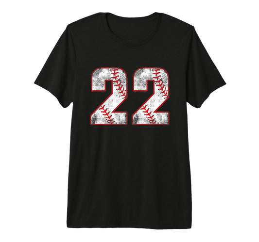 Baseball 22 Jersey Number Tri Blend T-Shirt - Casual Everyday Wear Unisex - T-Shirt, Sweatshirt, Hoodie