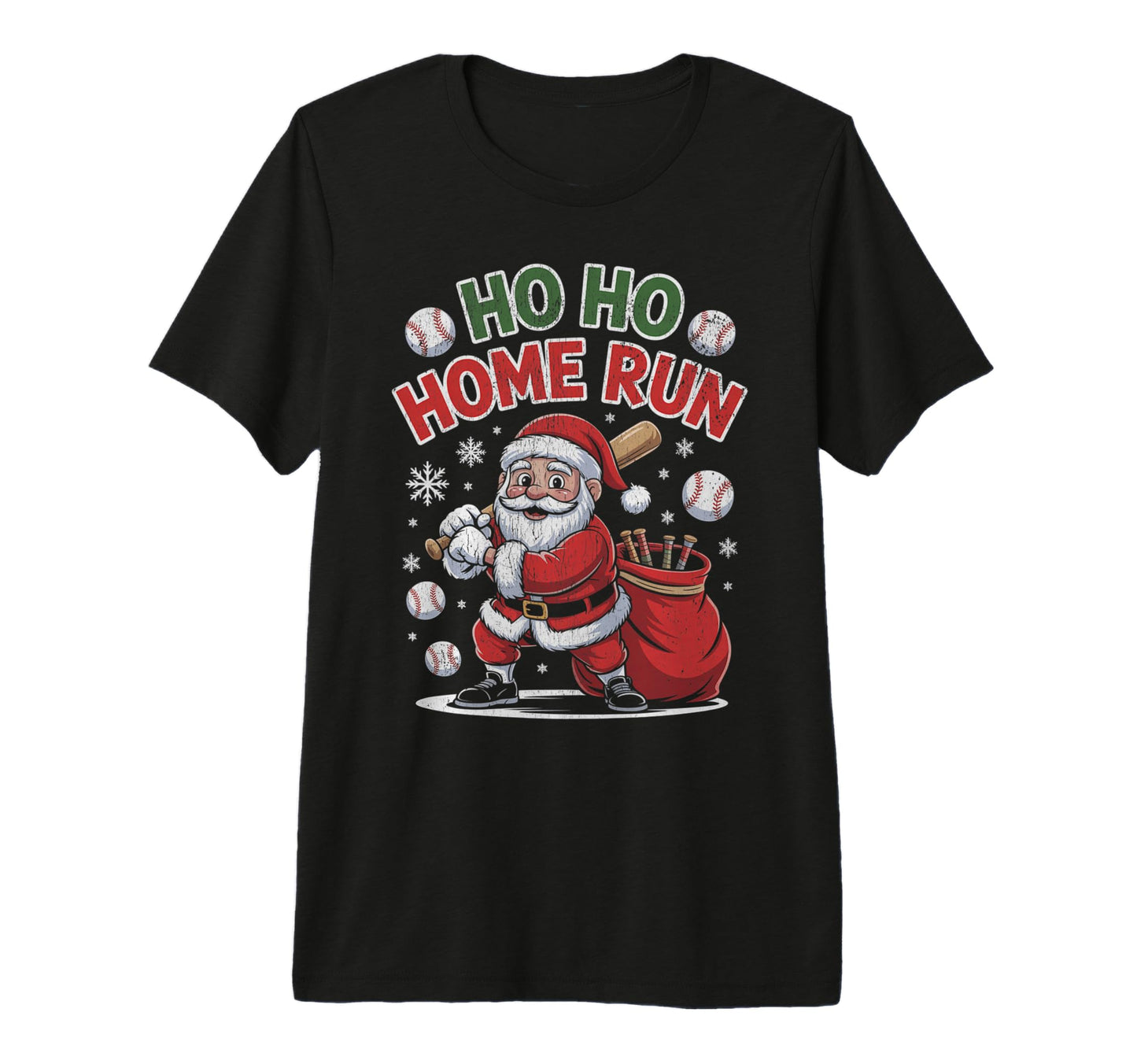 Ho Ho Home Run Funny Baseball Lover Santa T-Shirt - Trendy Graphic Unisex - T-Shirt, Sweatshirt, Hoodie