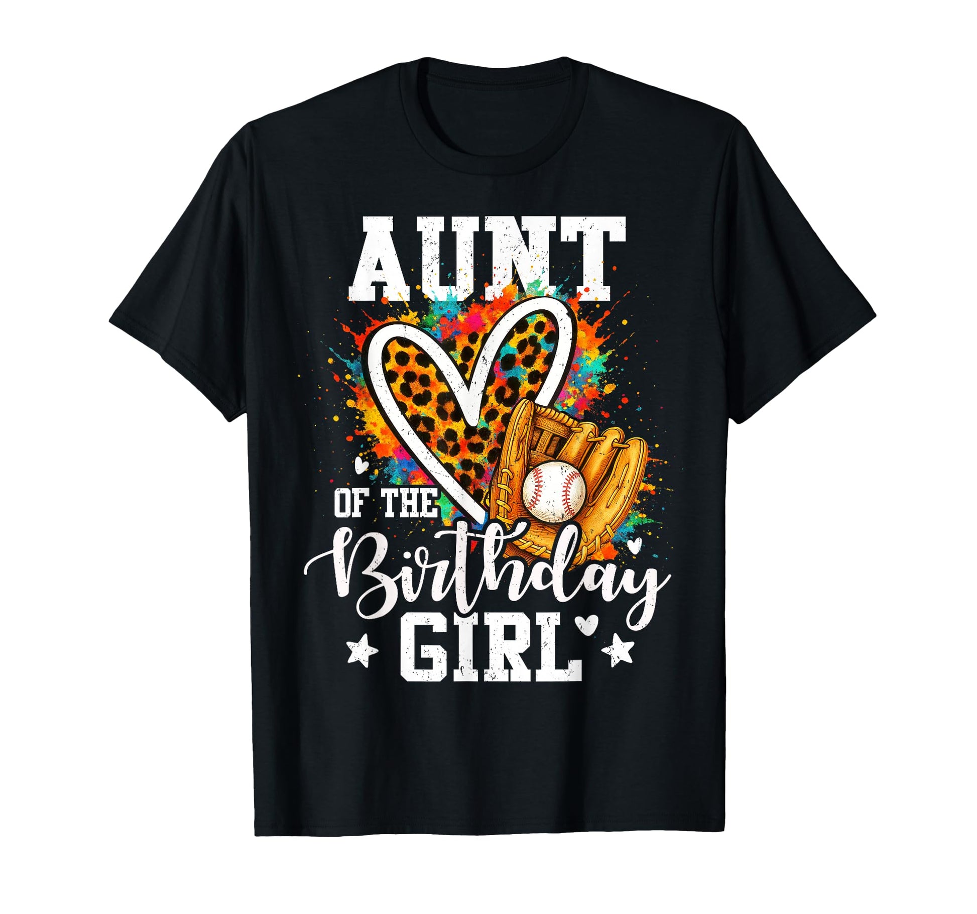 Aunt Birthday Baseball Colorful Leopard T-Shirt - Trendy Graphic Unisex - T-Shirt, Sweatshirt, Hoodie