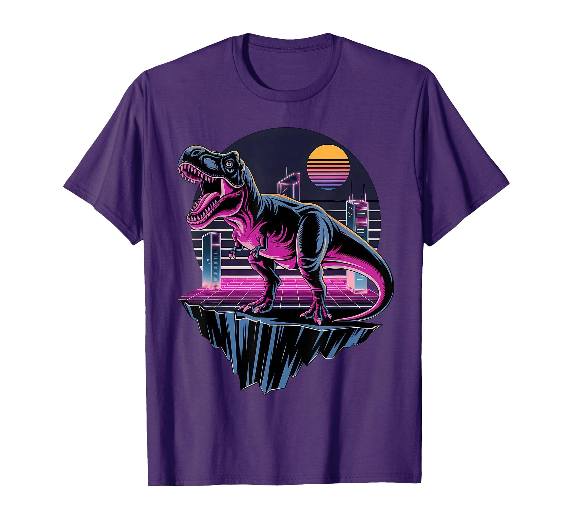 Electric T Rex Neon Dinosaur Aesthetic T-Shirt - Novelty Apparel for Adults - T-Shirt, Sweatshirt, Hoodie