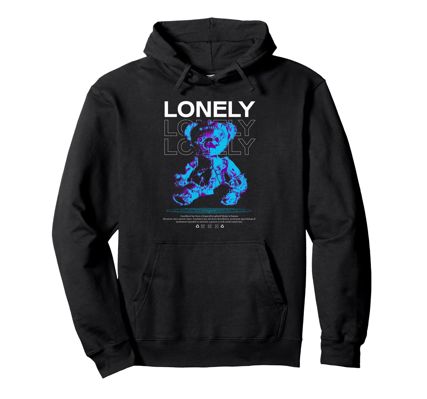 Y2K Lonely Bear Bold Urban Graffiti Hoodie - Fun Novelty Design for Adults - T-Shirt, Sweatshirt, Hoodie