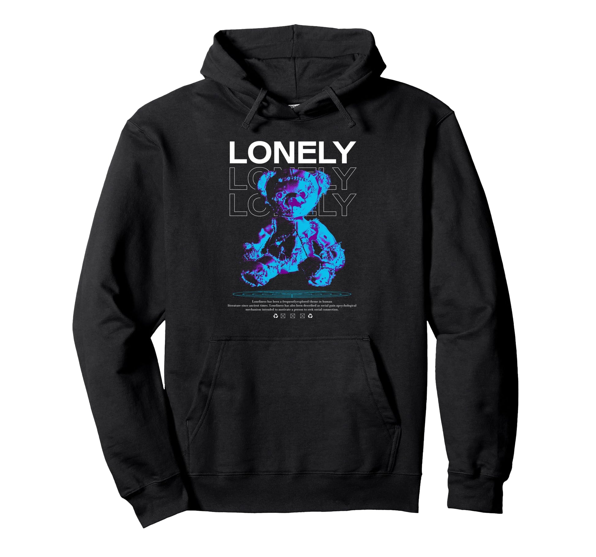 Y2K Lonely Bear Bold Urban Graffiti Hoodie - Fun Novelty Design for Adults - T-Shirt, Sweatshirt, Hoodie