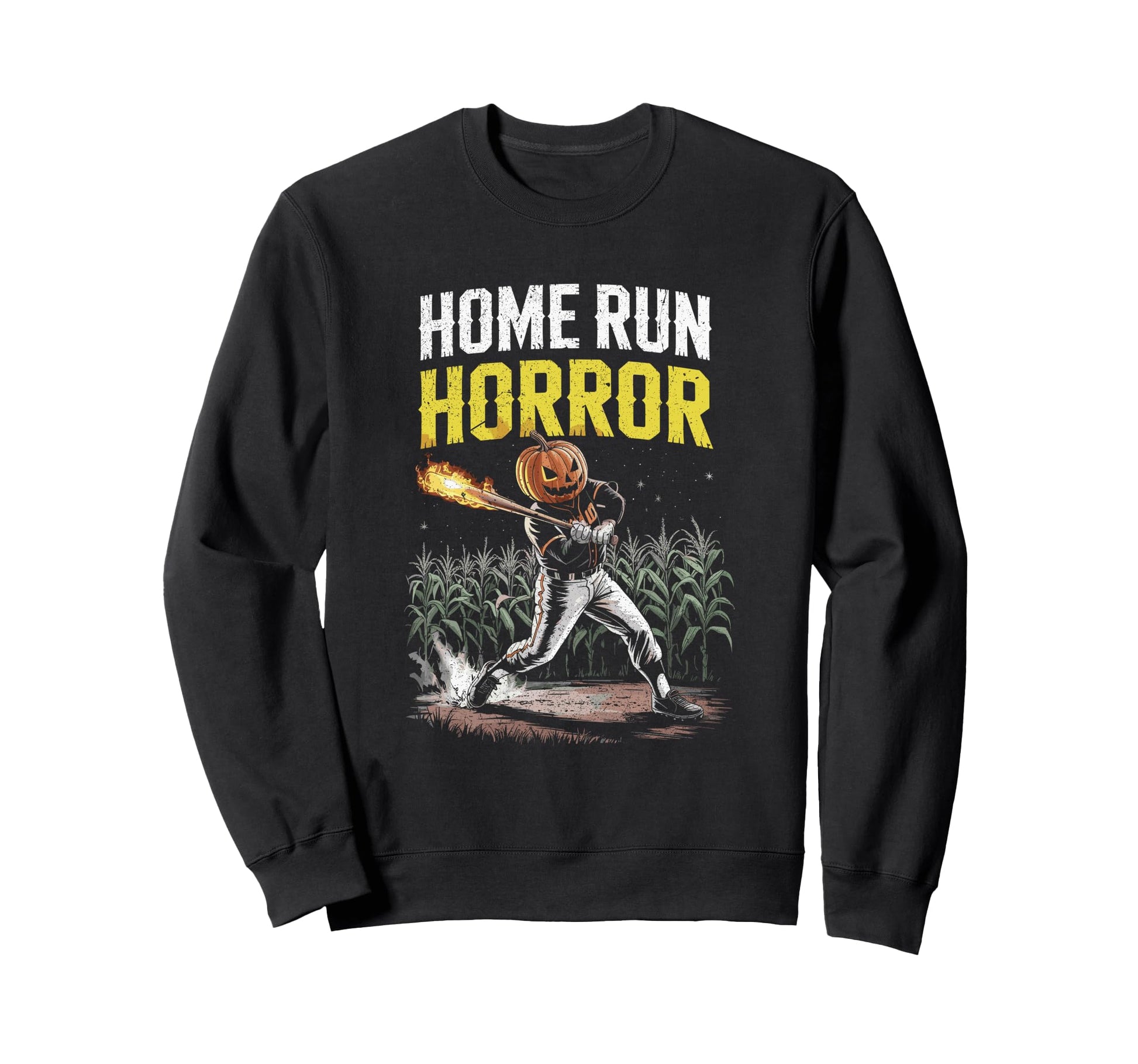 Home Run Horror Pumpkin Baseball Sweatshirt - Minimalist Print Unisex - T-Shirt, Sweatshirt, Hoodie