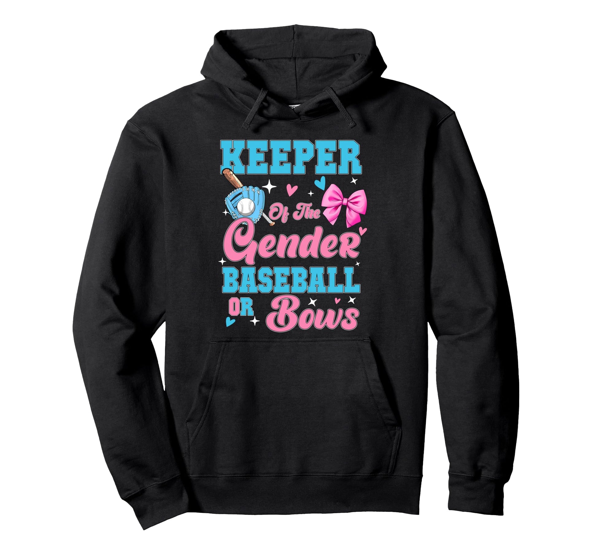 Baseball Or Bows Gender Reveal Hoodie - Unique Graphic Men Women - T-Shirt, Sweatshirt, Hoodie