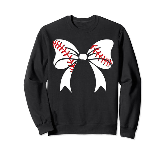 Baseball Bow Baseball Mom Mothers Sweatshirt - Custom Art Print for Adults - T-Shirt, Sweatshirt, Hoodie