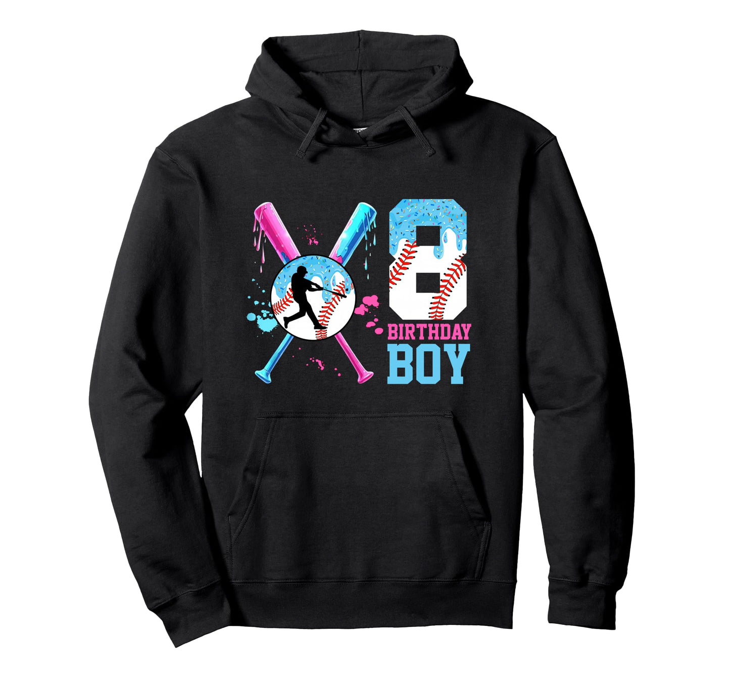Baseball Ice Cream Drip 8Th Birthday 8 Hoodie - Streetwear Style Unisex - T-Shirt, Sweatshirt, Hoodie