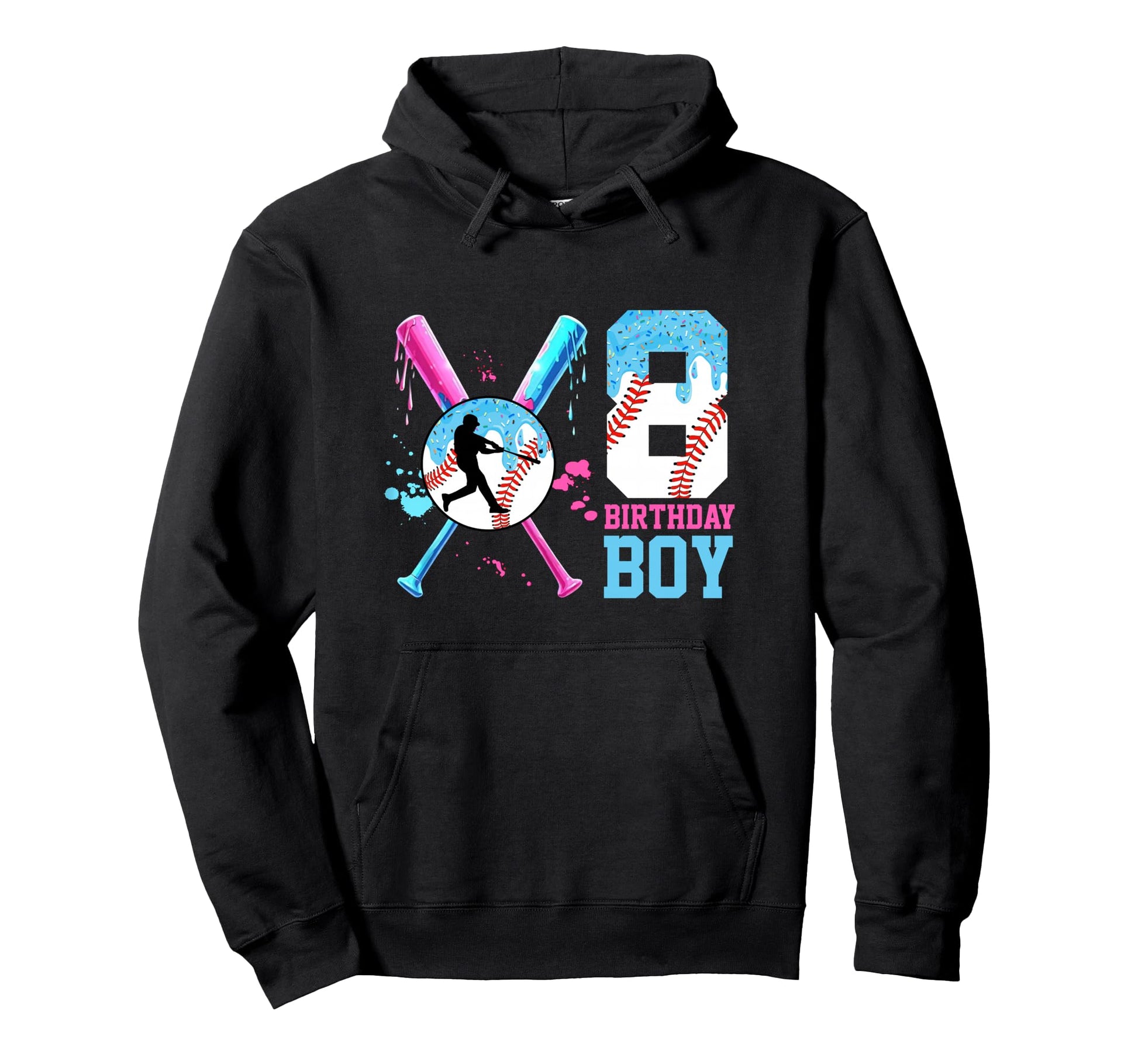Baseball Ice Cream Drip 8Th Birthday 8 Hoodie - Streetwear Style Unisex - T-Shirt, Sweatshirt, Hoodie
