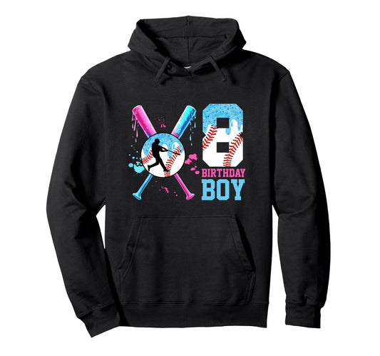 Baseball Ice Cream Drip 8Th Birthday 8 Hoodie - Streetwear Style Unisex - T-Shirt, Sweatshirt, Hoodie