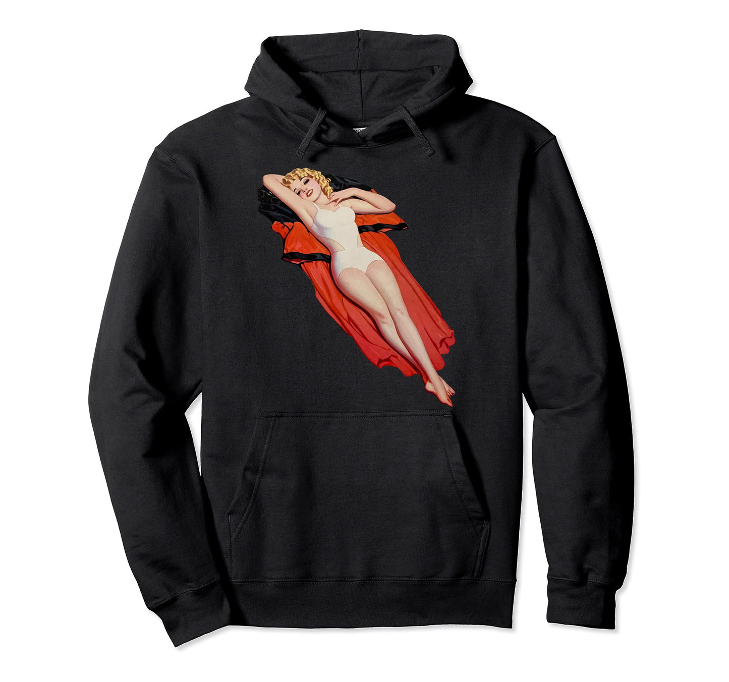 Hot Blonde Pin Up Relaxing Bikini Pinup Hoodie - Novelty Apparel Unisex - T-Shirt, Sweatshirt, Hoodie