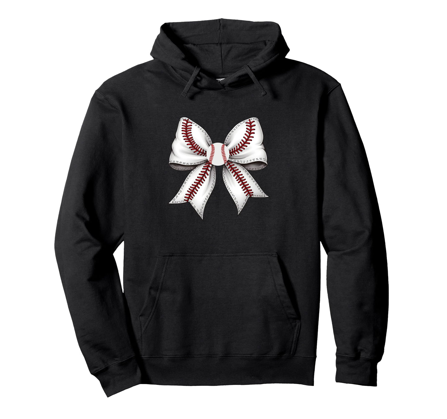 Unique Baseball Stitch Pattern Bow Hoodie - Novelty Apparel for Adults - T-Shirt, Sweatshirt, Hoodie