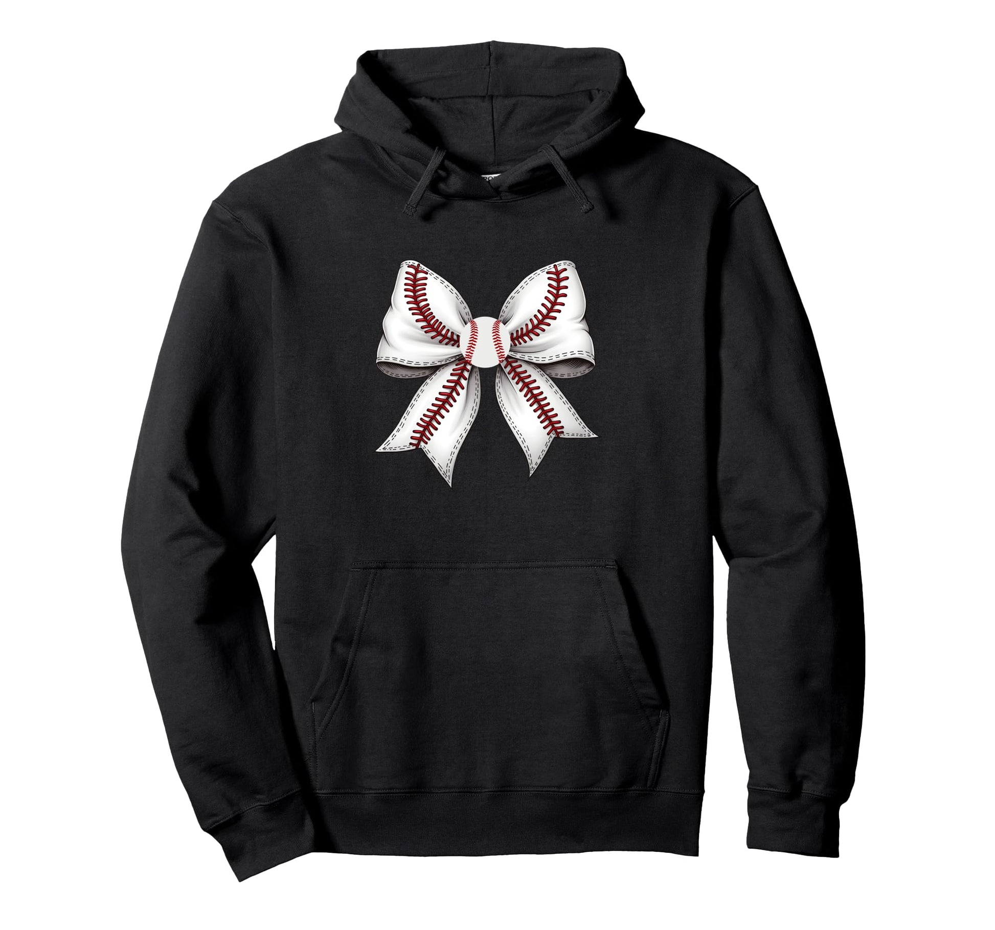 Unique Baseball Stitch Pattern Bow Hoodie - Novelty Apparel for Adults - T-Shirt, Sweatshirt, Hoodie