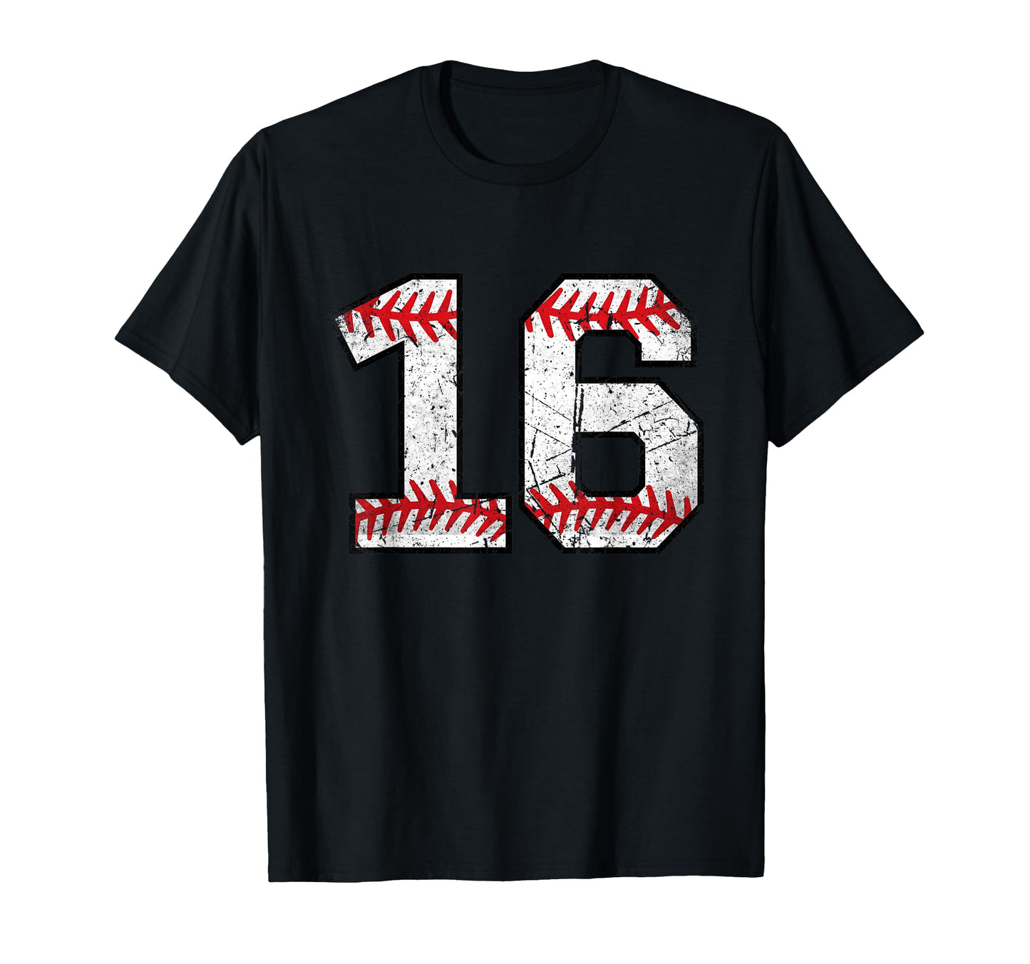 Distressed Number 16 Baseball Softball T-Shirt - Aesthetic Graphic Unisex - T-Shirt, Sweatshirt, Hoodie
