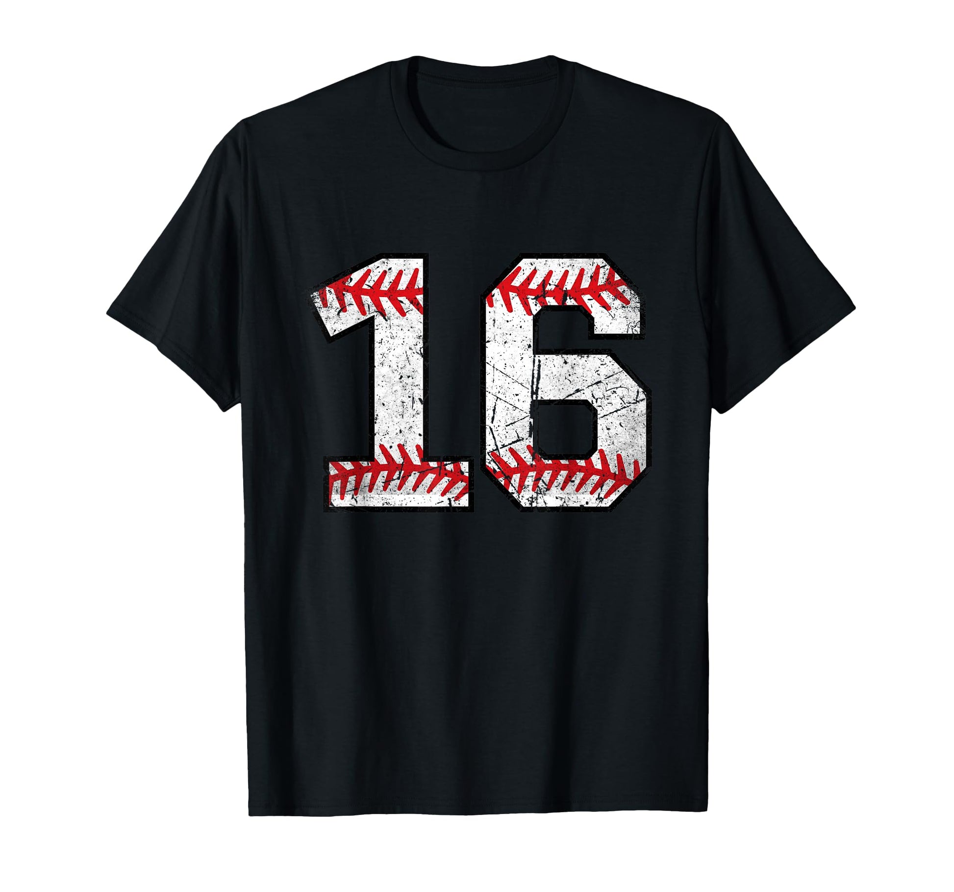Distressed Number 16 Baseball Softball T-Shirt - Aesthetic Graphic Unisex - T-Shirt, Sweatshirt, Hoodie