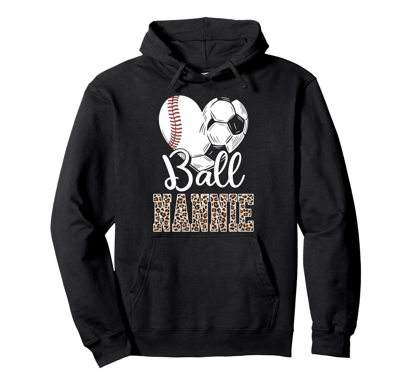 Ball Nannie Heart Baseball Soccer Nannie Hoodie - Minimalist Print Unisex - T-Shirt, Sweatshirt, Hoodie
