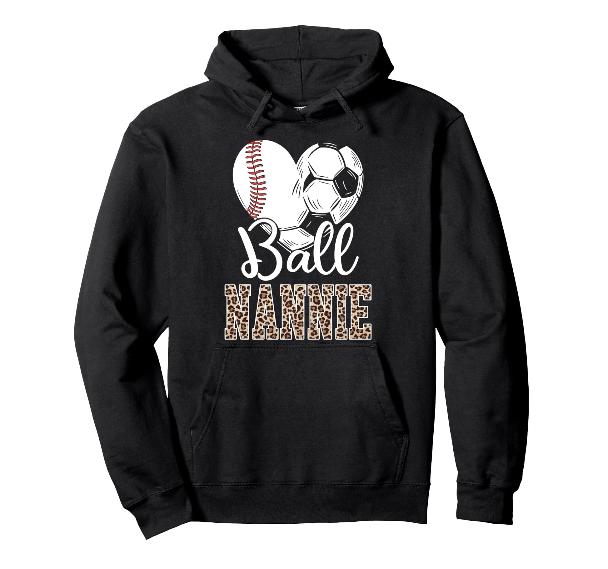 Ball Nannie Heart Baseball Soccer Nannie Hoodie - Minimalist Print Unisex - T-Shirt, Sweatshirt, Hoodie