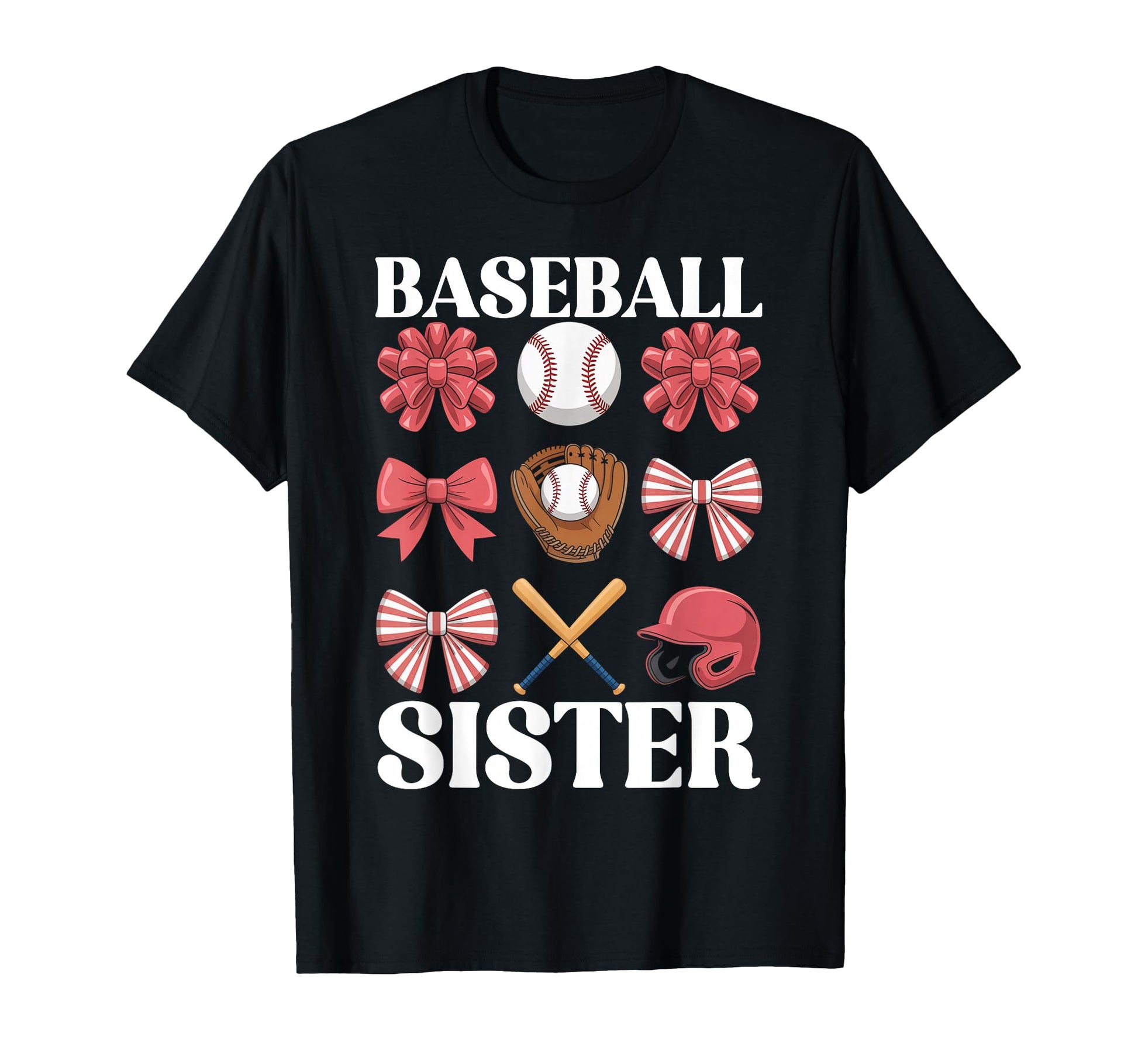 Baseball Sister Coquette Bow Biggest T-Shirt - Minimalist Print for Adults - T-Shirt, Sweatshirt, Hoodie