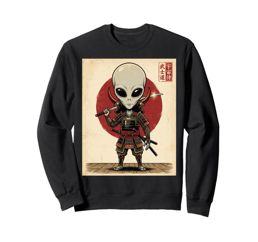 Alien Samurai Warrior Japanese Sweatshirt - Minimalist Print for Adults - T-Shirt, Sweatshirt, Hoodie