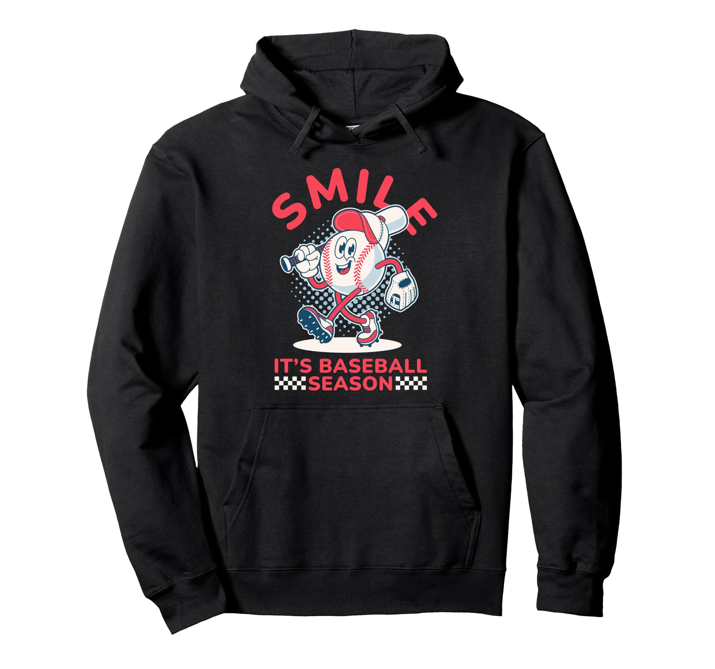 Smile Its Baseball Season Funny Sports Hoodie - Aesthetic Graphic Unisex - T-Shirt, Sweatshirt, Hoodie