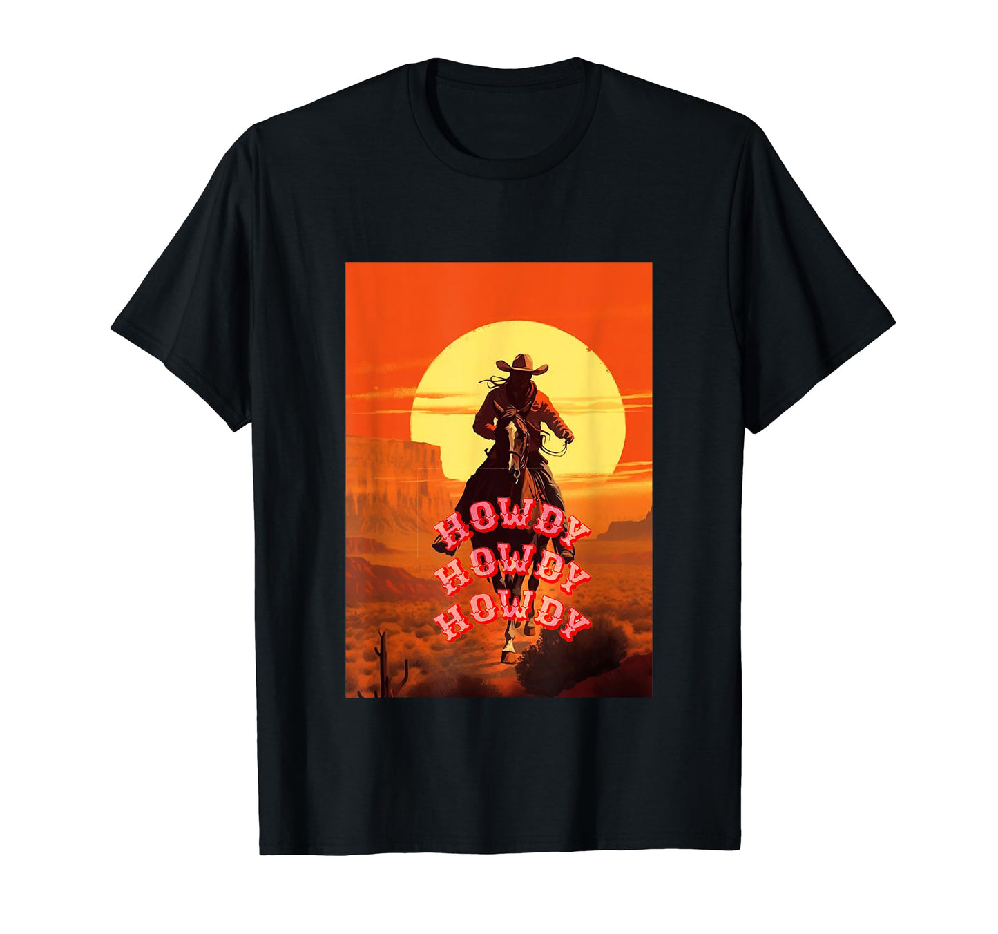 Cowboy Wild Horse Sunset Boho Howdy T-Shirt - Casual Everyday Wear Unisex - T-Shirt, Sweatshirt, Hoodie
