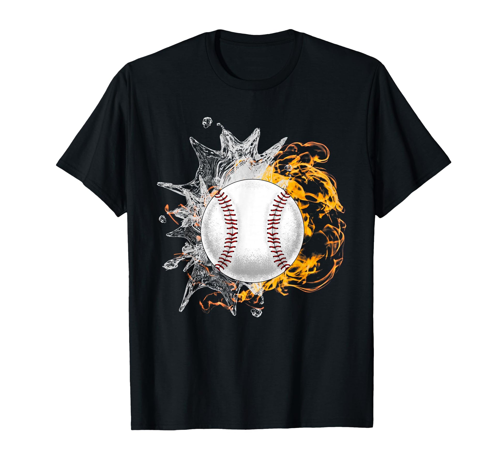 Baseball Ice Flame Fire Sports Pitcher T-Shirt - Custom Art Print Unisex - T-Shirt, Sweatshirt, Hoodie