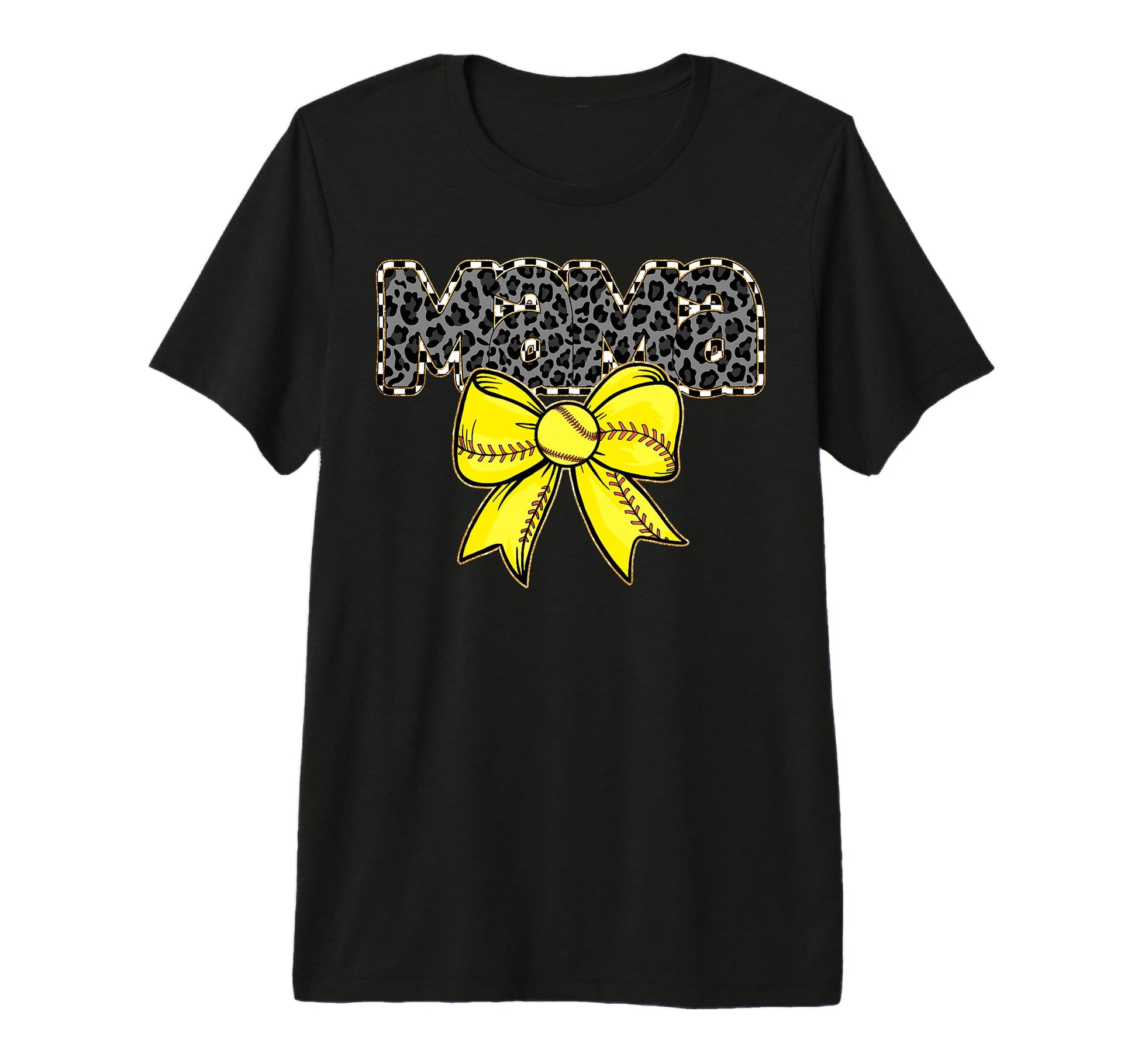 Mama Yellow Bow Baseball Tri Blend T-Shirt - Casual Everyday Wear Unisex - T-Shirt, Sweatshirt, Hoodie