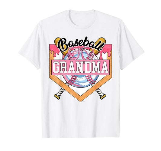 Baseball Grandma Coquette Bow Game T-Shirt - Custom Art Print Men Women - T-Shirt, Sweatshirt, Hoodie