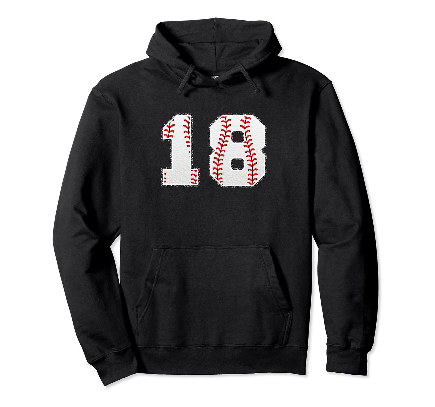 Number 18 Baseball Distressed Hoodie - Casual Everyday Wear for Adults - T-Shirt, Sweatshirt, Hoodie