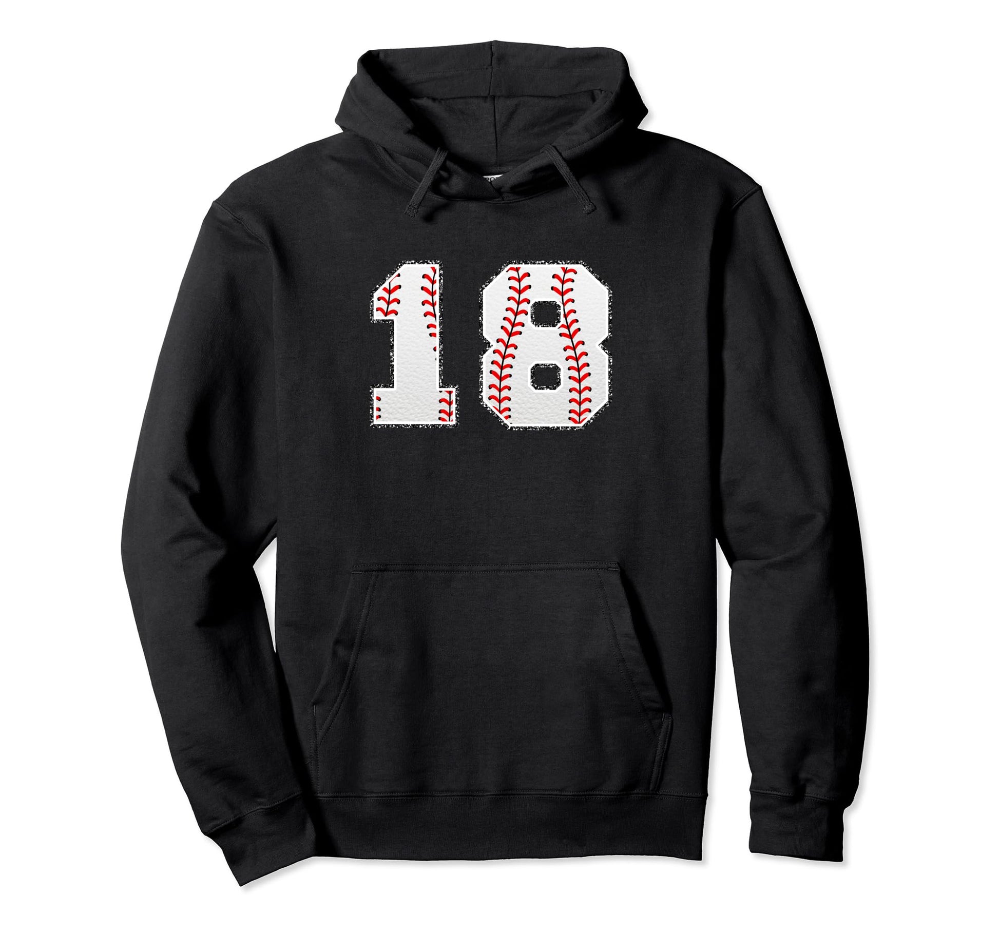 Number 18 Baseball Distressed Hoodie - Casual Everyday Wear for Adults - T-Shirt, Sweatshirt, Hoodie