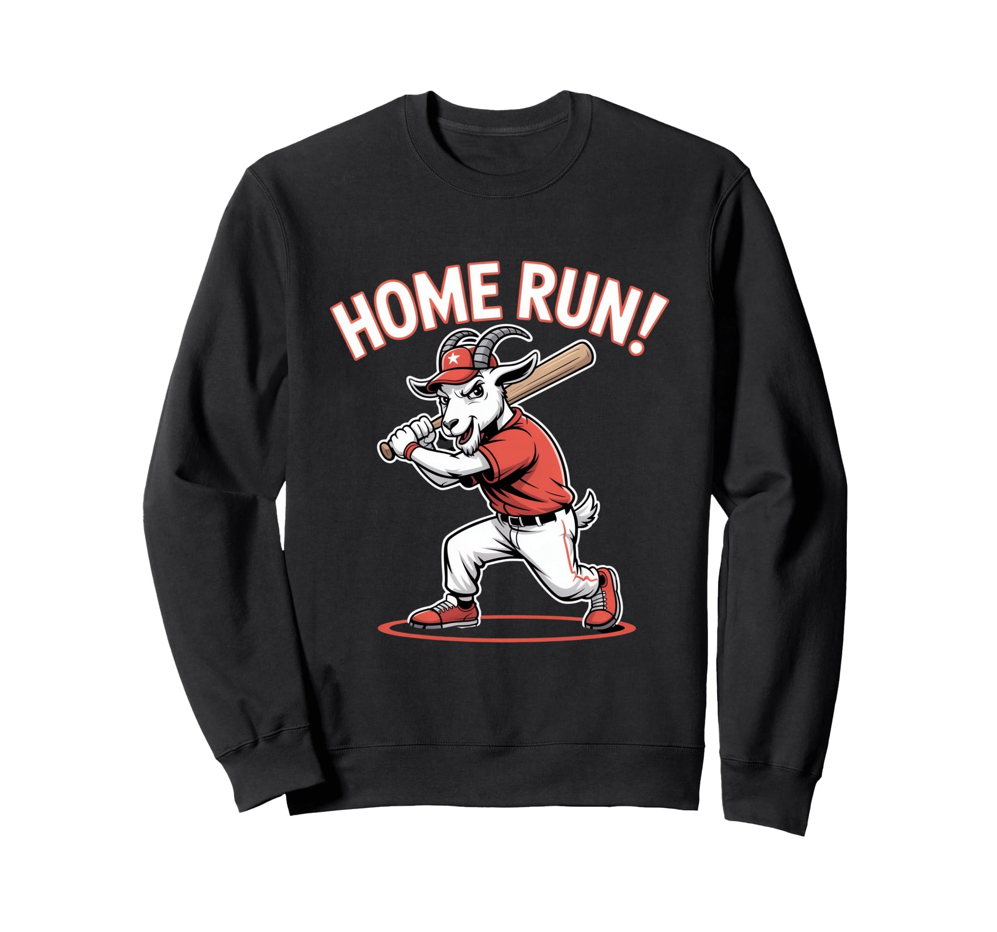 Home Run Baseball Goat Batter Sweatshirt - Aesthetic Graphic Men Women - T-Shirt, Sweatshirt, Hoodie