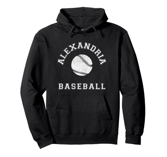 Alexandria Baseball Distressed Hoodie - Graphic Print for Adults - T-Shirt, Sweatshirt, Hoodie