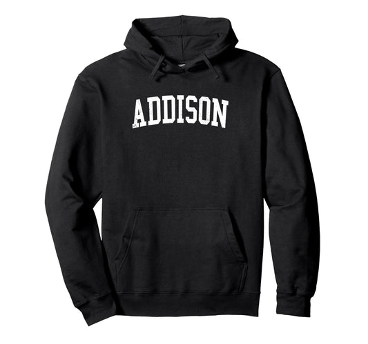 Addison Tx Distressed White Varsity Hoodie - Streetwear Style for Adults - T-Shirt, Sweatshirt, Hoodie