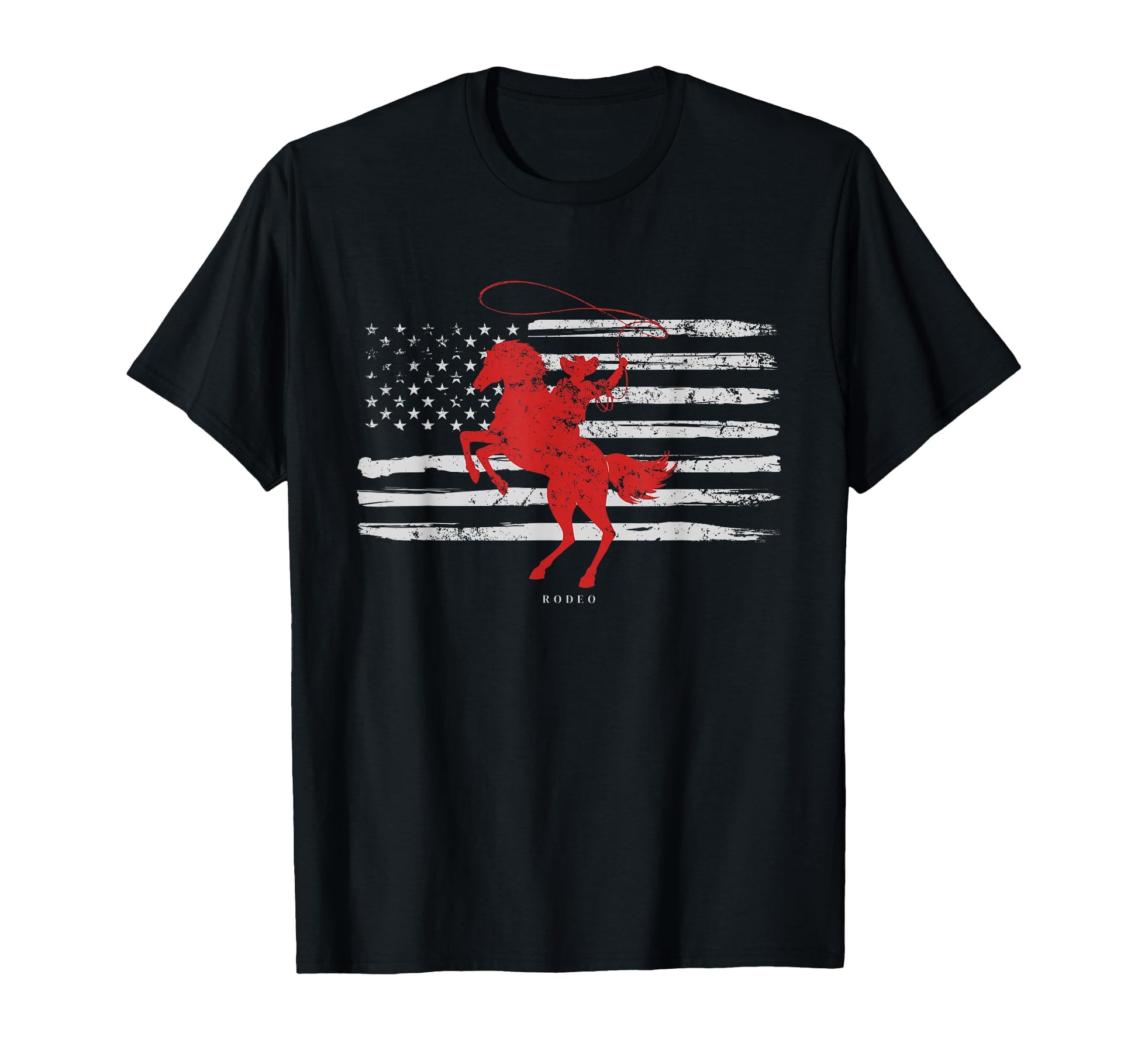 Rodeo Usa Flag Cowboy Western Sweatshirt - Casual Everyday Wear Men Women - T-Shirt, Sweatshirt, Hoodie