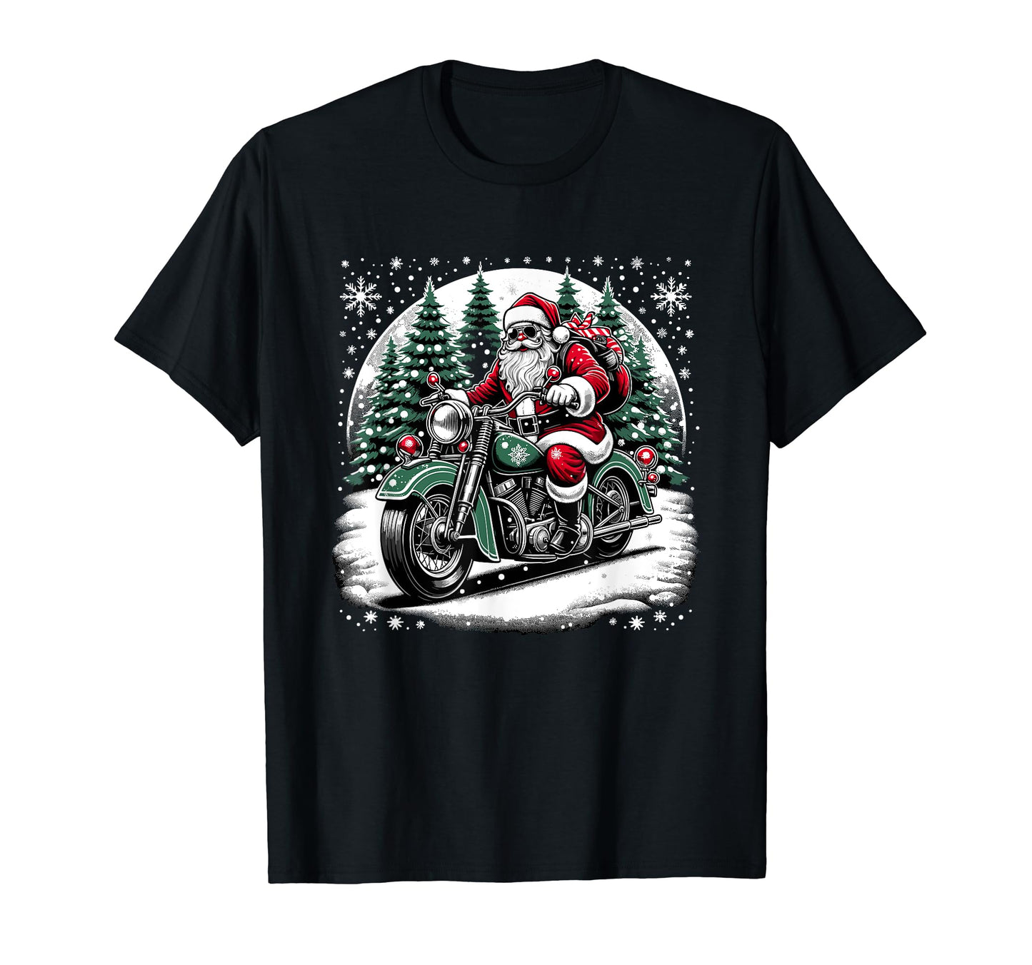 Santa Riding Motorcycle Biker Santa T-Shirt - Novelty Apparel Men Women - T-Shirt, Sweatshirt, Hoodie